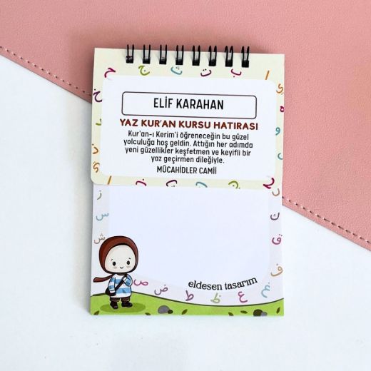 Elifba’lı Kız Çocuklu İsme Özel 2'li Set Yaz Kur'an Kursu Hediyesi resmi