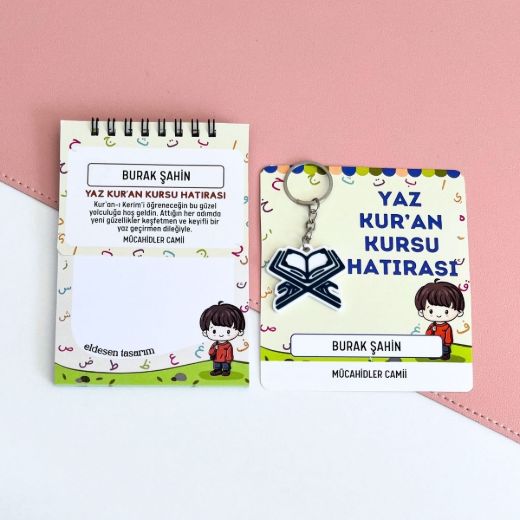 Elifba’lı Erkek Çocuklu İsme Özel 2'li Set Yaz Kur'an Kursu Hediyesi resmi