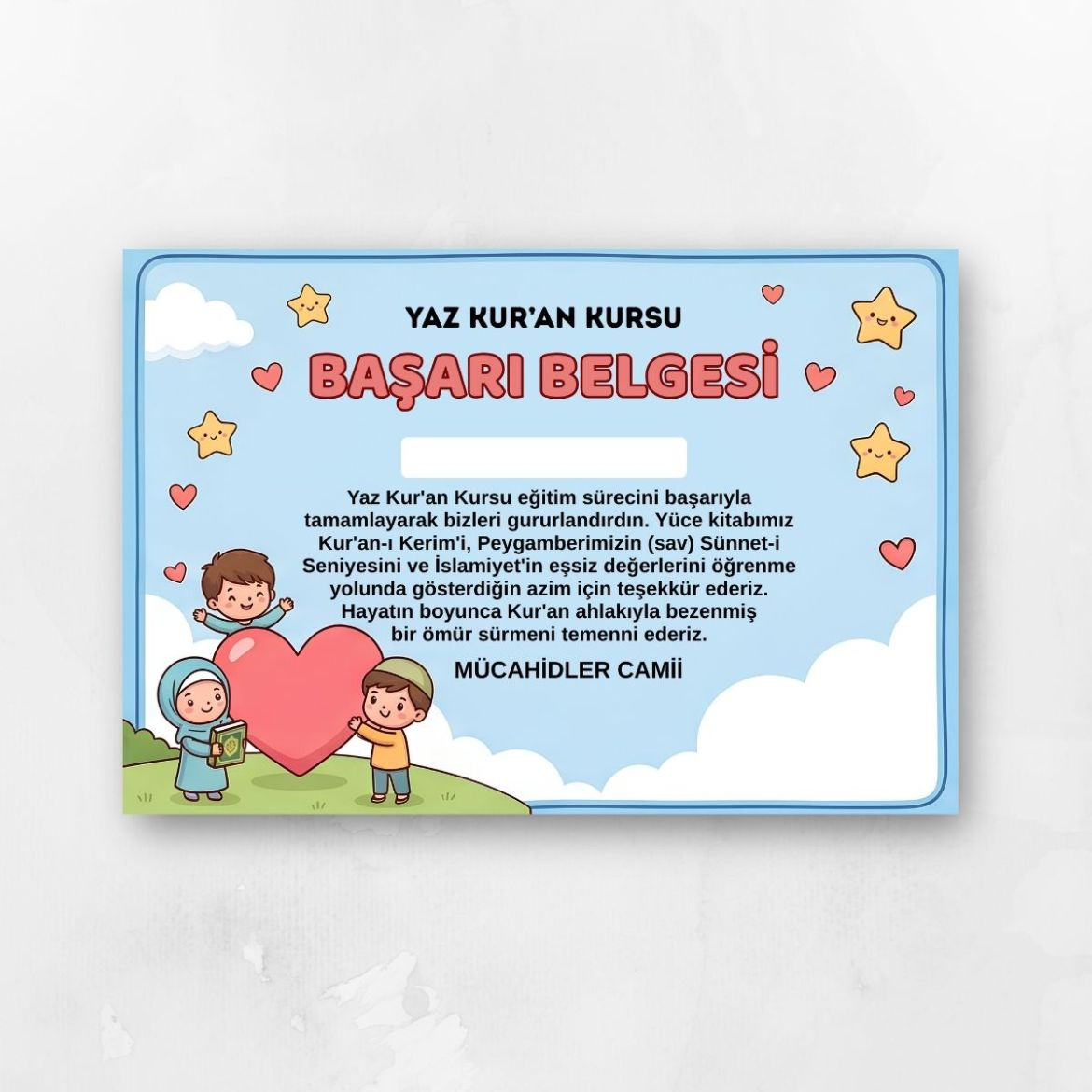 Çocuklu Başarı Belgesi Yaz Kur'an Kursu resmi