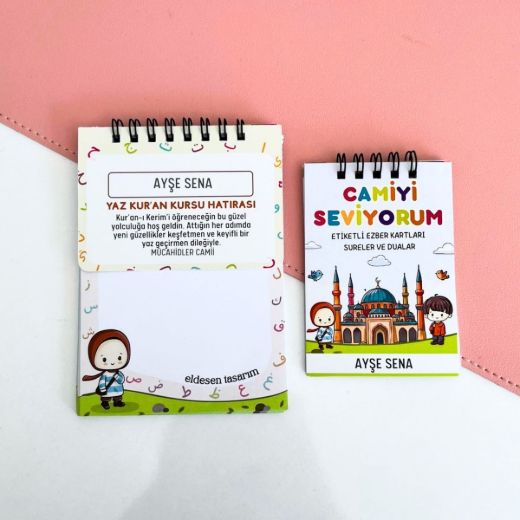 Elifba'lı Kız Çocuklu Defter ve  Ezber Kartı resmi