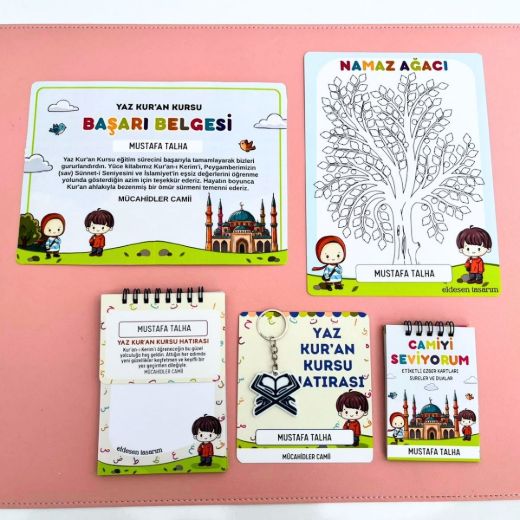 Elifba'lı Erkek Çocuklu 5'li Yaz Kur'an Kursu Seti resmi