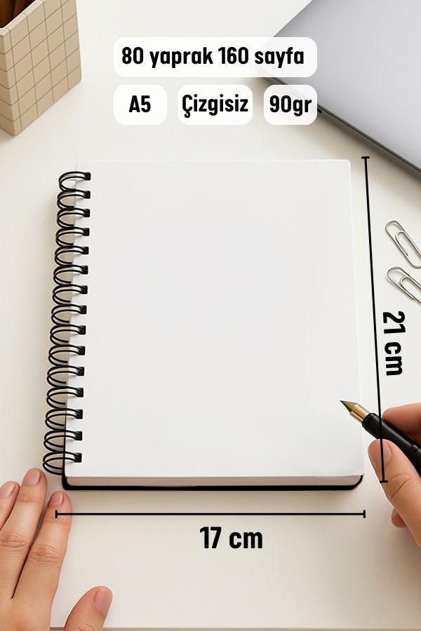 Renkli Yapraklı Kalın Kapaklı A5 Defter resmi