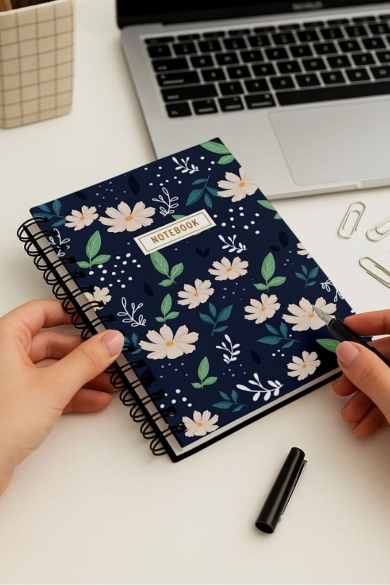 Koyu Papatyalı Kalın Kapaklı A5 Defter resmi