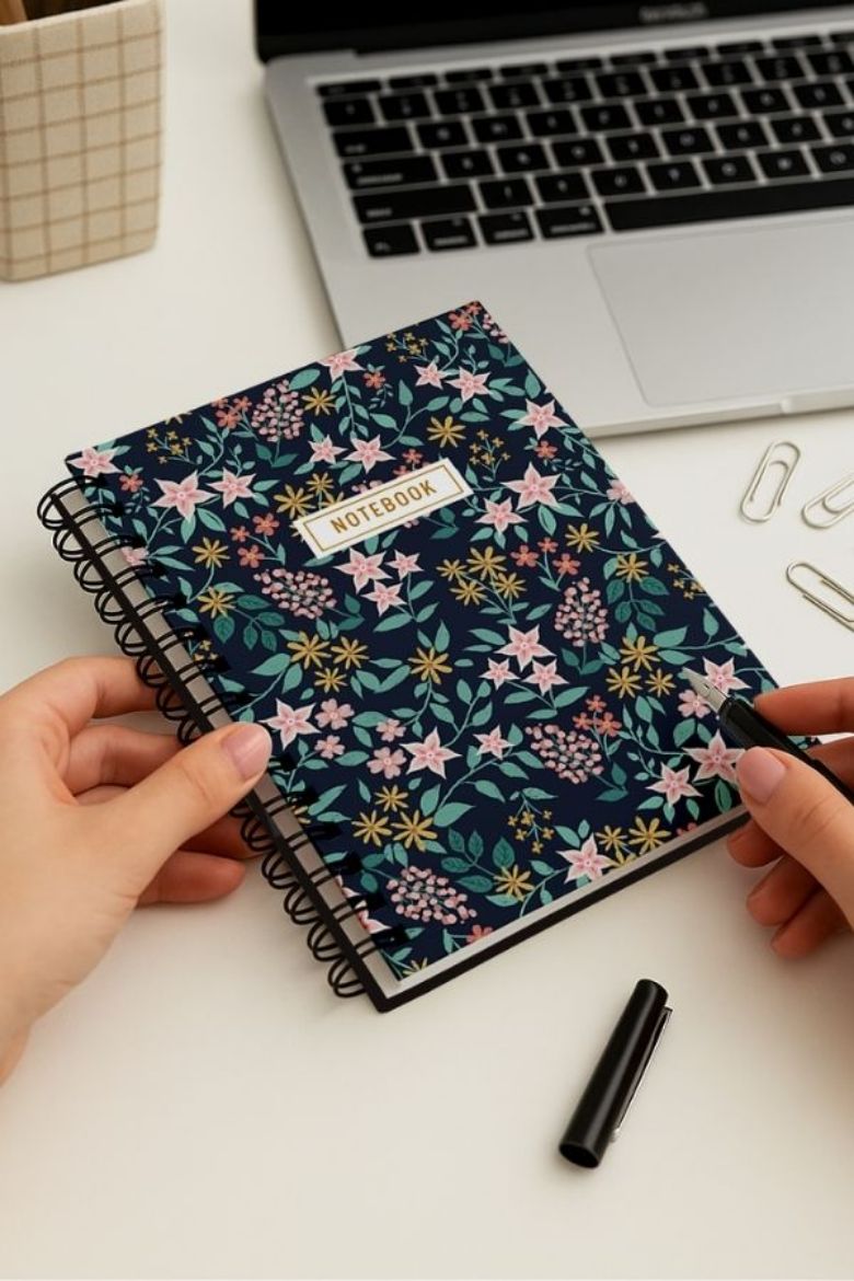 Karışık Çiçekli Kalın Kapaklı A5 Defter resmi