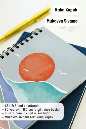 Turuncu Boho Kalın Kapaklı A5 Defter resmi