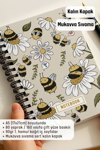 Arılı Kalın Kapaklı A5 Defter resmi