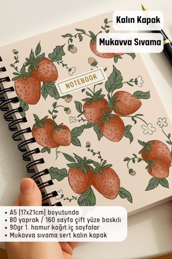 Çilek Kalın Kapaklı A5 Defter resmi