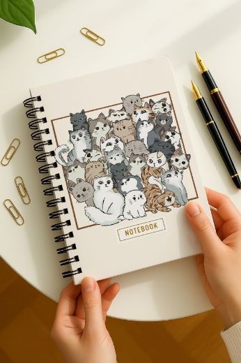 Kedili Kalın Kapaklı A5 Defter resmi