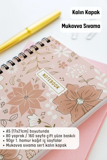 Altın Çiçek Kalın Kapaklı A5 Defter resmi