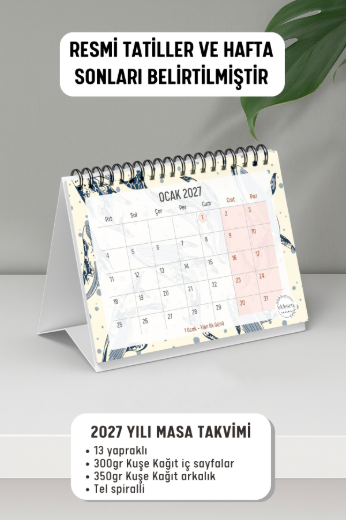 Balinalar 2027 Yılı Aylık Masa Takvimi Spiralli A6 resmi