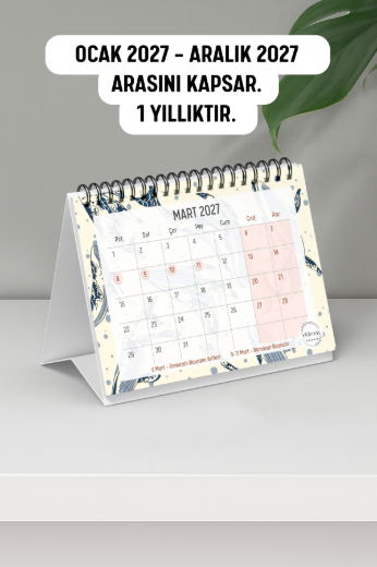 Balinalar 2027 Yılı Aylık Masa Takvimi Spiralli A6 resmi