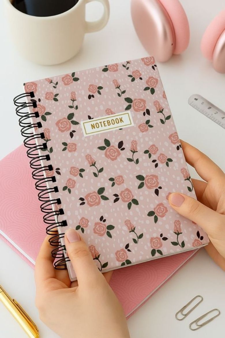 Pembeli Çiçekli Kalın Kapaklı A5 Defter resmi