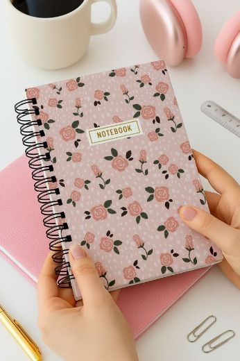 Pembeli Çiçekli Kalın Kapaklı A5 Defter resmi