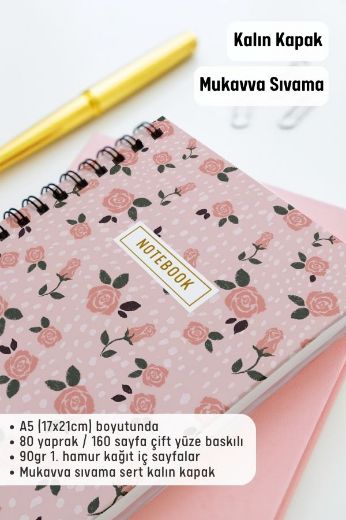 Pembeli Çiçekli Kalın Kapaklı A5 Defter resmi