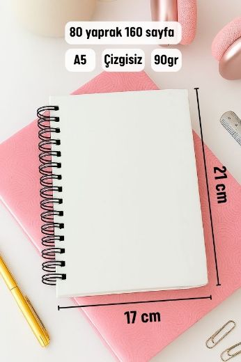 Pembeli Çiçekli Kalın Kapaklı A5 Defter resmi