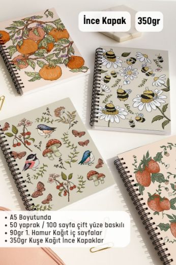 Meyveli 4'lü Okul Defter Seti resmi