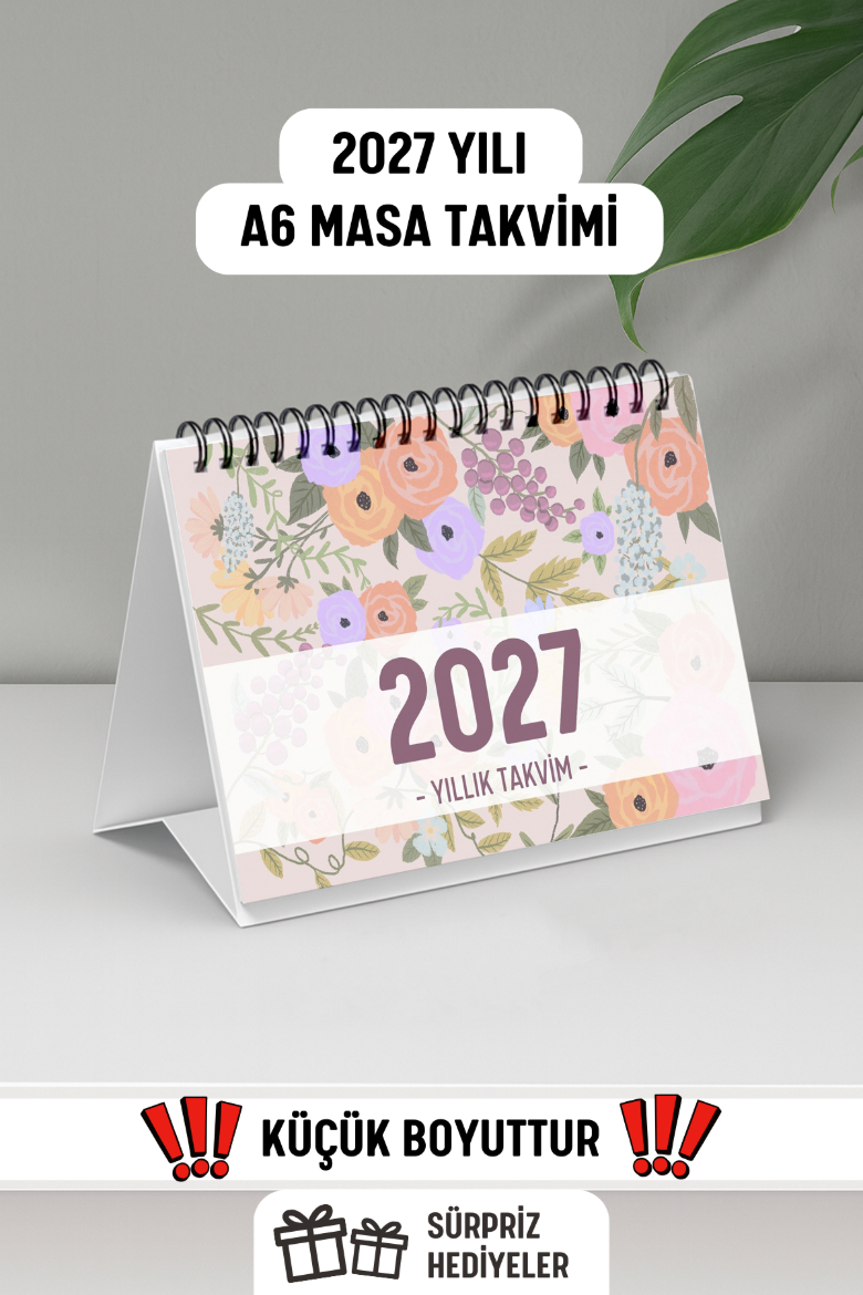Pamuk Şeker 2027 Yılı Aylık Masa Takvimi Spiralli A6 resmi