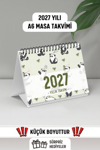 Panda 2027 Yılı Aylık Masa Takvimi Spiralli A6 resmi