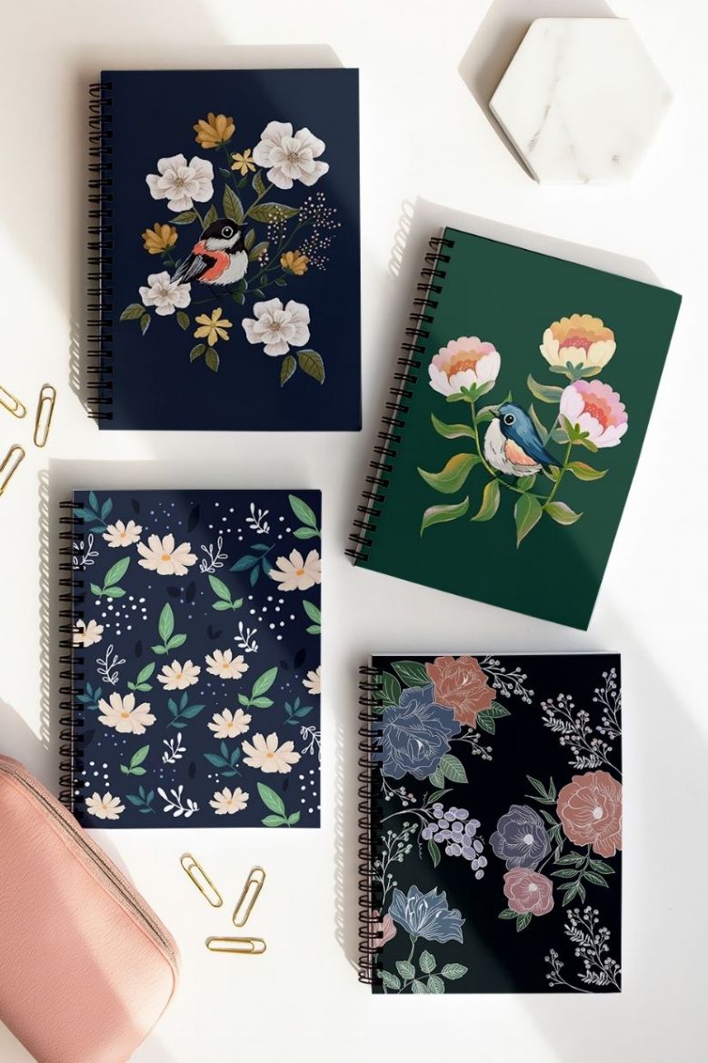 Kuşlu 4'lü Okul Defter Seti resmi