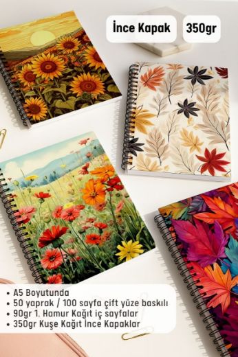 Yapraklı 4'lü Okul Defter Seti resmi