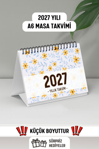 Sarı Papatya 2027 Yılı Aylık Masa Takvimi Spiralli A6 resmi
