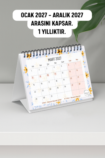 Sarı Papatya 2027 Yılı Aylık Masa Takvimi Spiralli A6 resmi