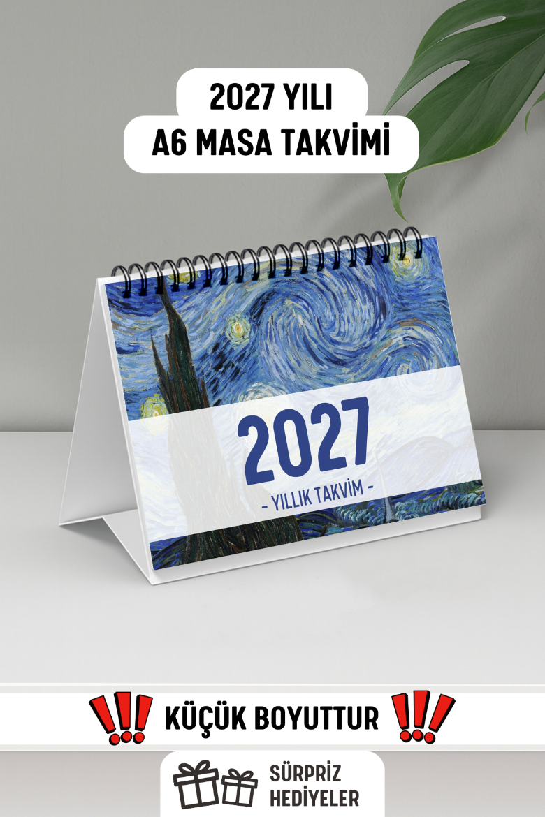 Van Gogh 2027 Yılı Aylık Masa Takvimi Spiralli A6 resmi