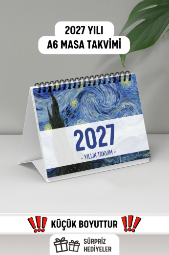 Van Gogh 2027 Yılı Aylık Masa Takvimi Spiralli A6 resmi
