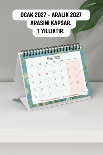 Van Gogh 2027 Yılı Aylık Masa Takvimi Spiralli A6 resmi