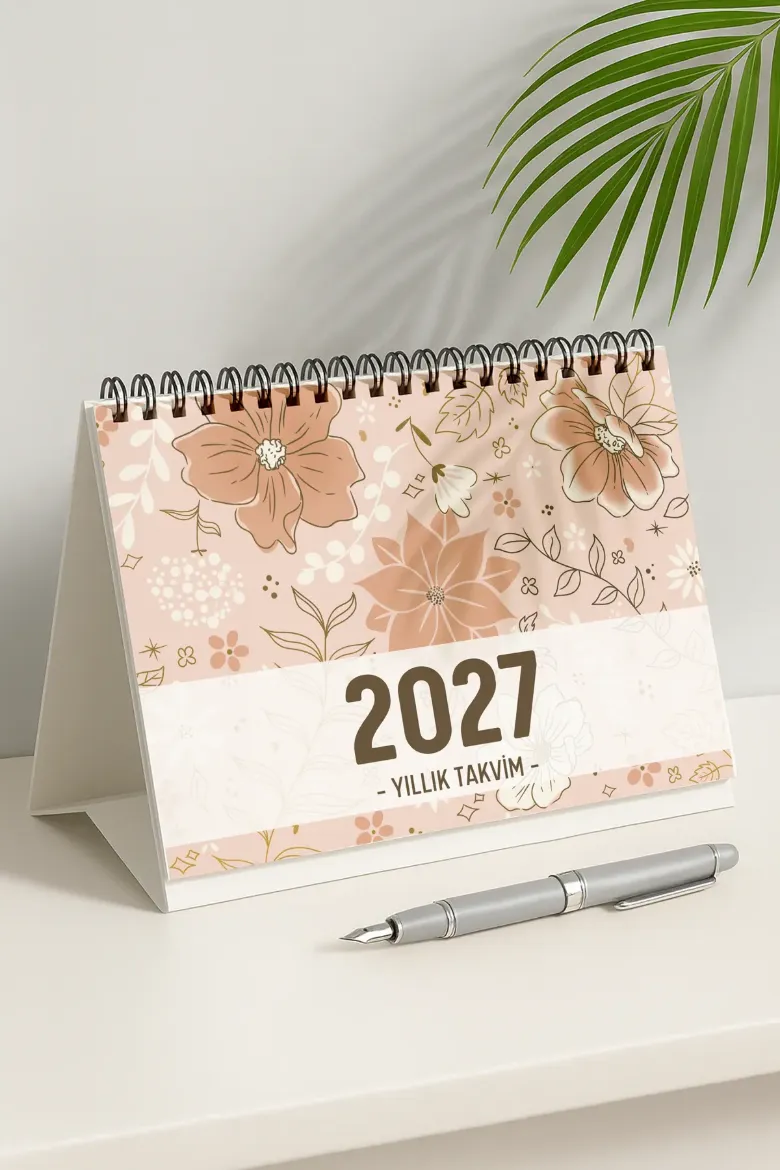 Altın Çiçek 2027 Yılı Aylık Masa Takvimi Spiralli A5 resmi