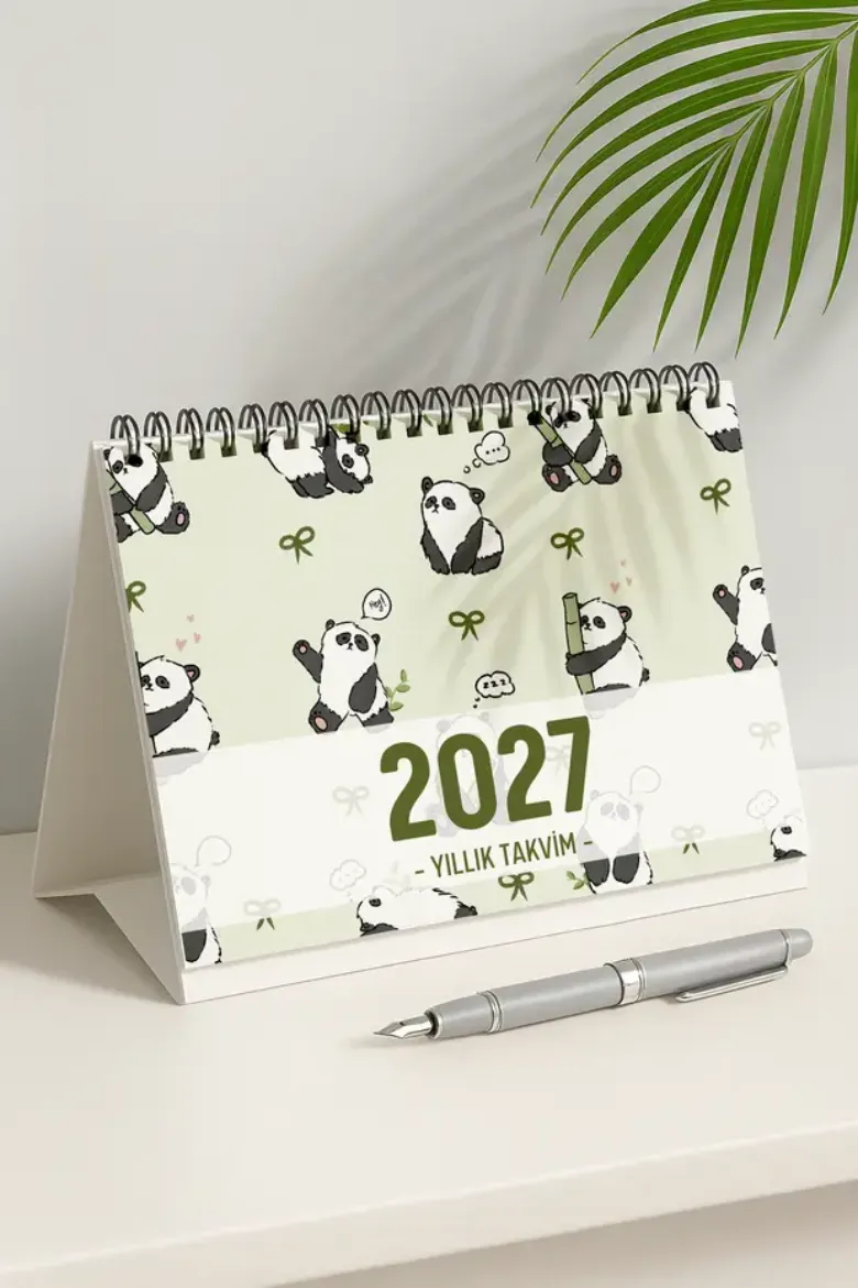 Panda 2027 Yılı Aylık Masa Takvimi Spiralli A5 resmi