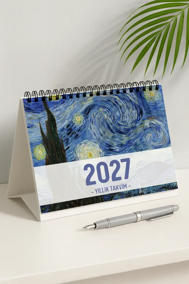 Van Gogh 2027 Yılı Aylık Masa Takvimi Spiralli A5 resmi