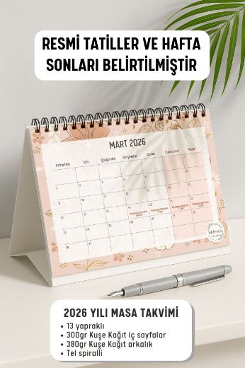 Altın Çiçek 2026 Yılı Aylık Masa Takvimi Spiralli A5 resmi