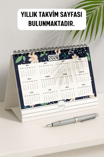 Koyu Papatya 2026 Yılı Aylık Masa Takvimi Spiralli A5 resmi