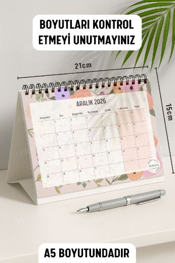 Pamuk Şeker 2026 Yılı Aylık Masa Takvimi Spiralli A5 resmi