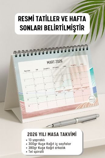 Turuncu Boho 2026 Yılı Aylık Masa Takvimi Spiralli A5 resmi