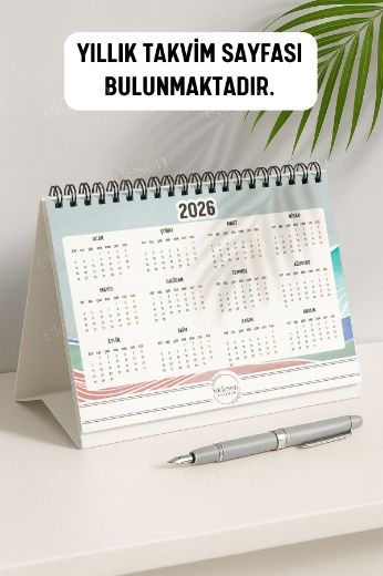 Turuncu Boho 2026 Yılı Aylık Masa Takvimi Spiralli A5 resmi