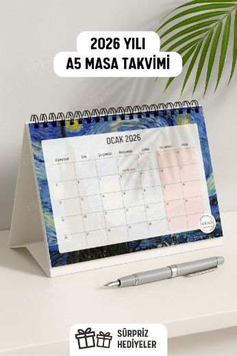 Van Gogh 2026 Yılı Aylık Masa Takvimi Spiralli A5 resmi