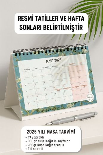 Van Gogh 2026 Yılı Aylık Masa Takvimi Spiralli A5 resmi