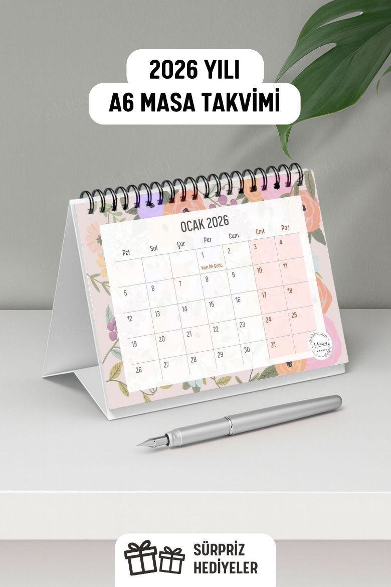 Pamuk Şeker 2026 Yılı Aylık Masa Takvimi Spiralli A6 resmi