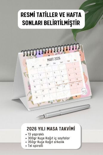 Pamuk Şeker 2026 Yılı Aylık Masa Takvimi Spiralli A6 resmi