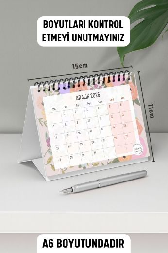 Pamuk Şeker 2026 Yılı Aylık Masa Takvimi Spiralli A6 resmi
