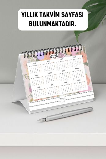 Pamuk Şeker 2026 Yılı Aylık Masa Takvimi Spiralli A6 resmi