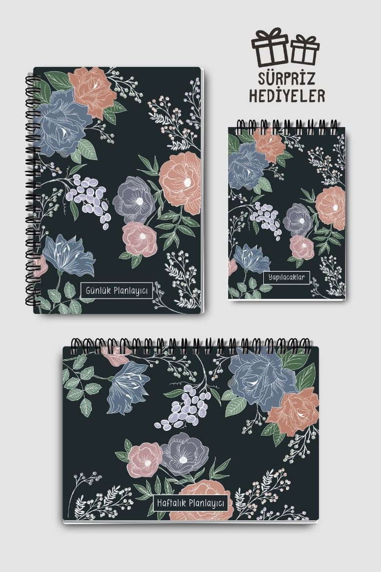 Beyaz Çizgili 3'lü Planlama Seti resmi