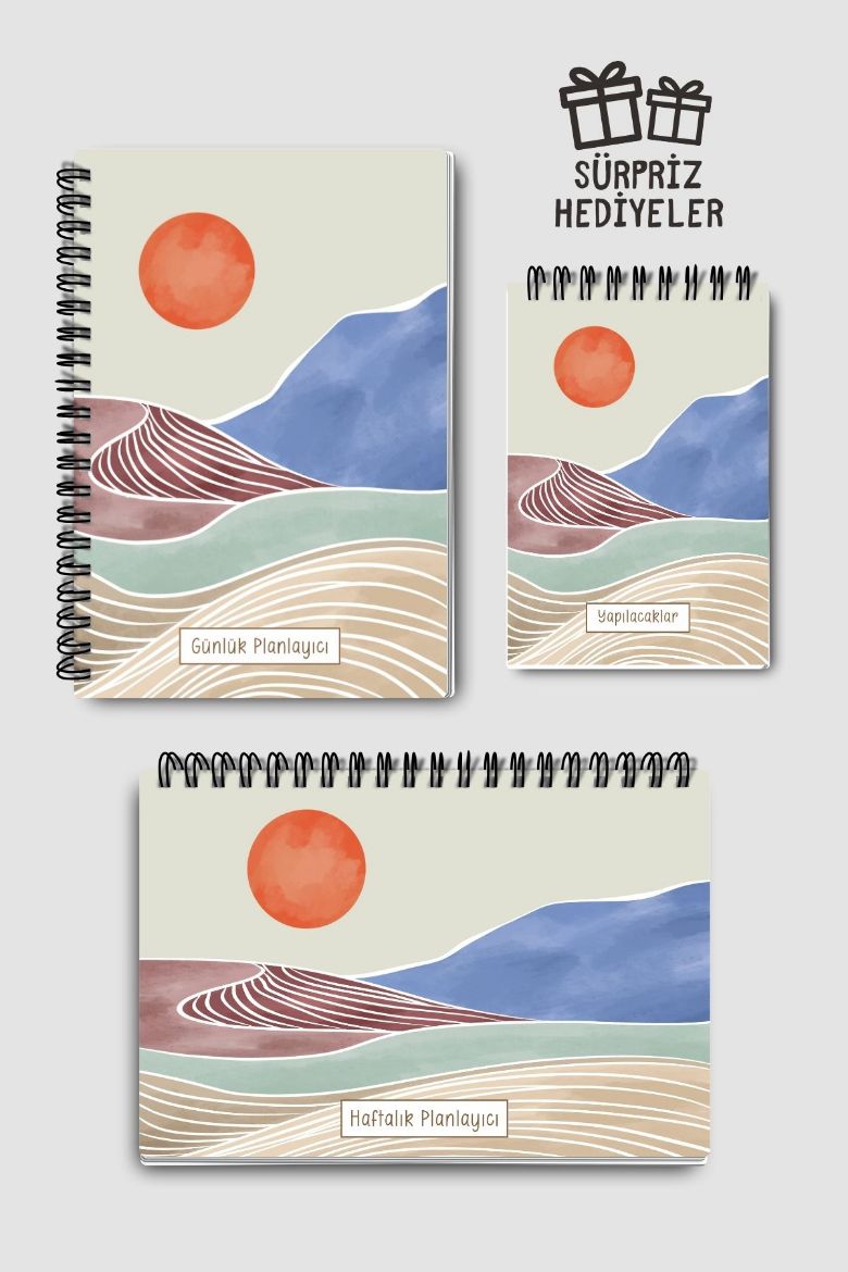 Mavi Boho 3'lü Planlama Seti resmi