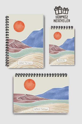 Mavi Boho 3'lü Planlama Seti resmi