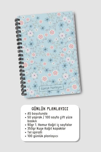 Mavi Çiçekli 3'lü Planlama Seti resmi