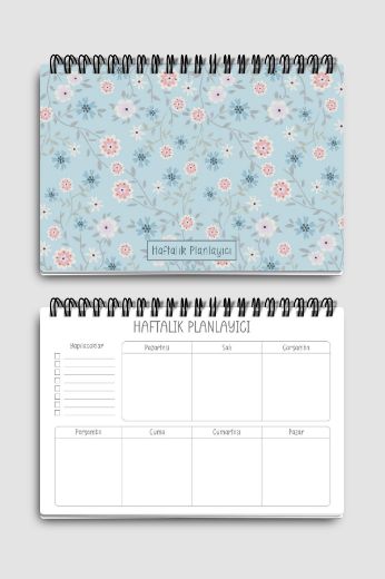 Mavi Çiçekli 3'lü Planlama Seti resmi