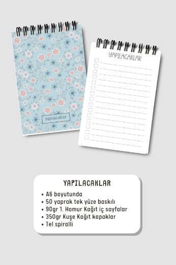 Mavi Çiçekli 3'lü Planlama Seti resmi