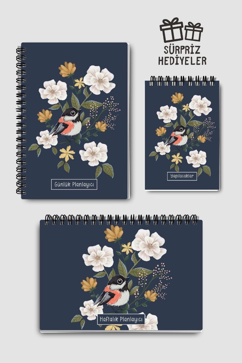 Mavi Kuşlu 3'lü Planlama Seti resmi